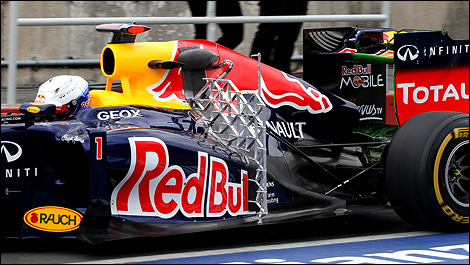 Vettel's Red Bull was fitted with this impressive rack of Pitot tubes.