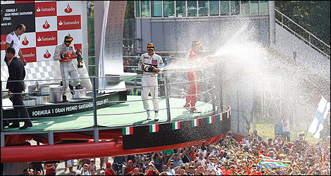 F1 Monza podium Lewis Hamilton Sergio Perez Fernando Alonso