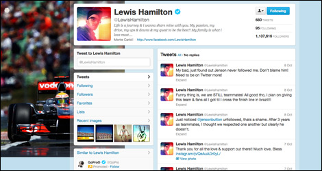 F1 Lewis Hamilton Twitter
