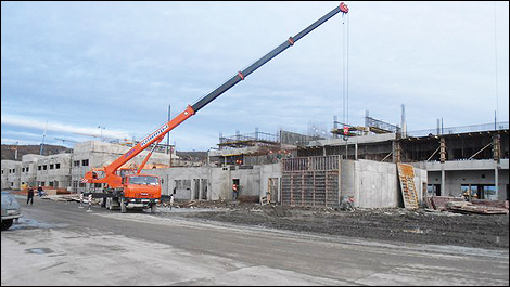 Construction of the pit building Sochi F1 circuit