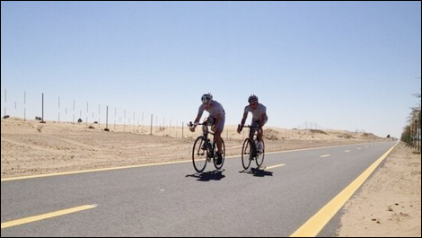F1 Fernando Alonso biking Dubai