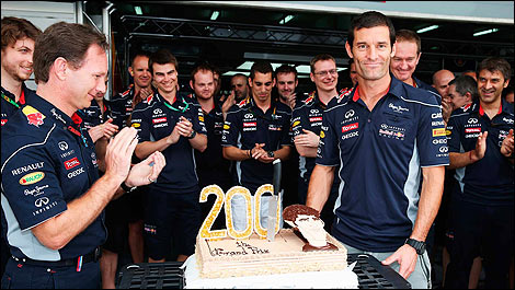 F1 Mark Webber 200th grand prix Bahrain Red Bull