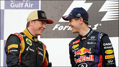 F1 Kimi Raikkonen Bahrain podium Sebastian Vettel