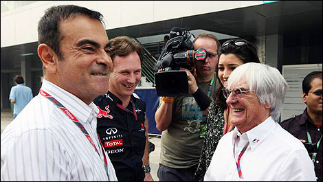 F1 Bernie Ecclestone Christian Horner Carlos Ghosn
