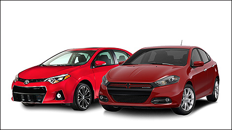 Toyota Corolla and Dodge Dart 3/4 view
