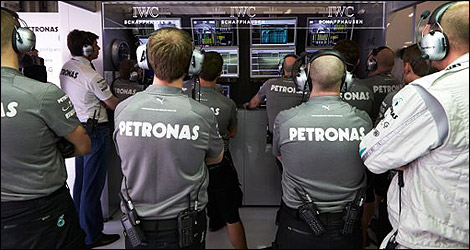 F1 Mercedes AMG garage