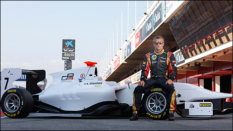Kimi Raikkonen testing the new GP3/13 car in Barcelona.