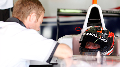 Kimi Raikkonen testing the new GP3/13 car in Barcelona.