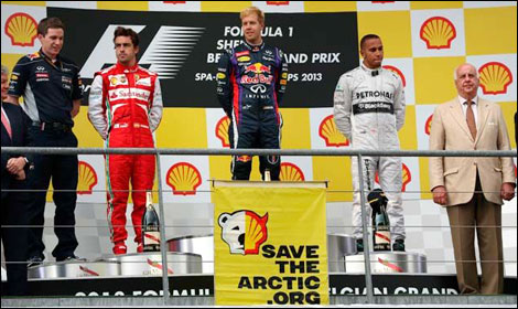 F1 Podium Greenpeace Shell Belgium