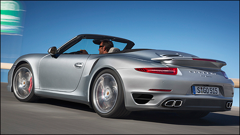 Porsche 911 Turbo convertible rear 3/4 view