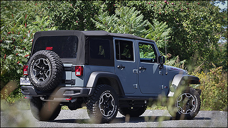2013 Jeep Wrangler Unlimited Rubicon rear 3/4 view