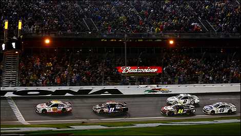 NASCAR Finish line Dale Earnhardt Jr. crosses the line.