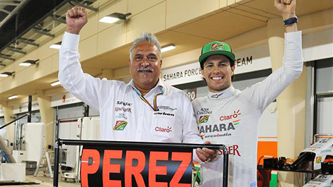 Vijay Mallya with Sergio Perez, Bahrain 2014 