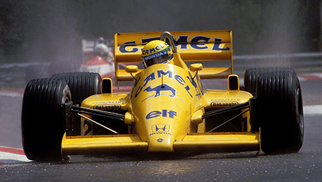 Ayrton Senna, Lotus 99T-Honda of 1987 fitted with the active suspension.