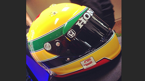Pagenaud's tribute helmet to Ayrton Senna. 
