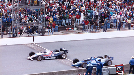 Al Unser beats Scott Goodyear by just 0.043 second.