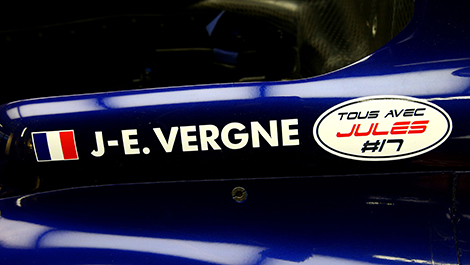 Jean-Eric Vergne had decals made to support his friend.