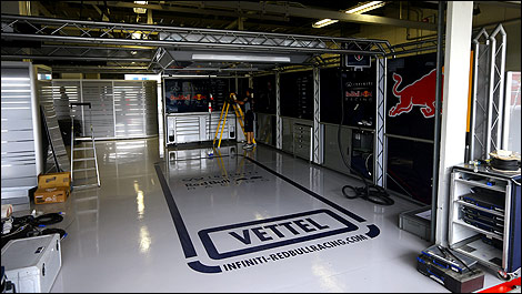 F1 Red Bull garage Sebastian vettel