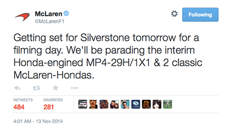 F1 McLaren-Honda twitter MP4-29H/1X1