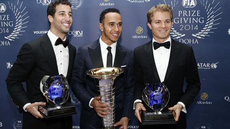 Daniel Ricciardo, Lewis Hamilton, Nico Rosberg