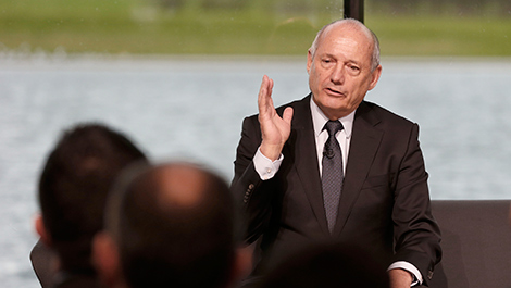 Ron Dennis talking for the press conference at McLaren.