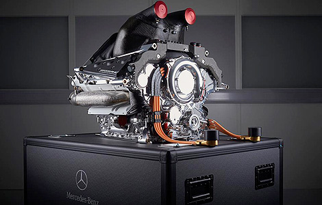 F1 Mercedes V6 turbo hybrid engine