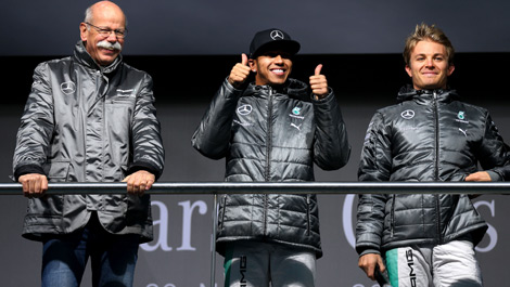 Dieter Zetsche Lewis Hamilton Nico Rosberg