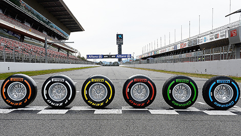 The entire line of Pirelli F1 tires. 