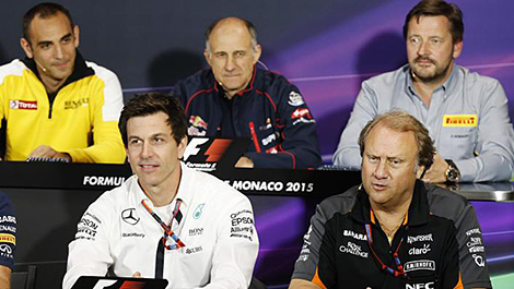 Bob Fernley and the other team principals during the Monaco press conference.