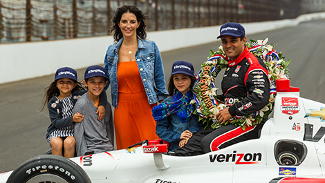 IndyCar Juan Pablo Montoya his wife Connie and their three children