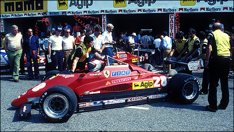 Pôle position pour Mario Andretti au GP d'Italie 1982 au volant d'une Ferrari.