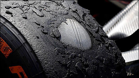 F1 Pirelli tire damaged