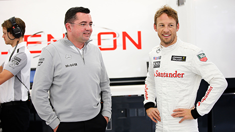 Eric Boullier with Jenson Button, McLaren